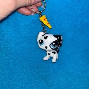 Littlest Pet shop Dalmatian Keychain with Pizza Charm